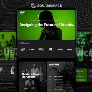 Bold Squarespace Creative Studio Site | Modern Squarespace Dark Green Website for Coach, Podcaster Template, Agency Portfolio & VA