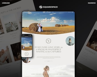 Plantilla web de Squarespace para fotógrafos de bodas: diseño de portafolio elegante y minimalista.