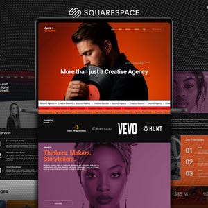 Premium Squarespace Creative Agency Bold Red Website | Modern Branding Portfolio for Studio Site, Virtual Assistant & Podcaster Template