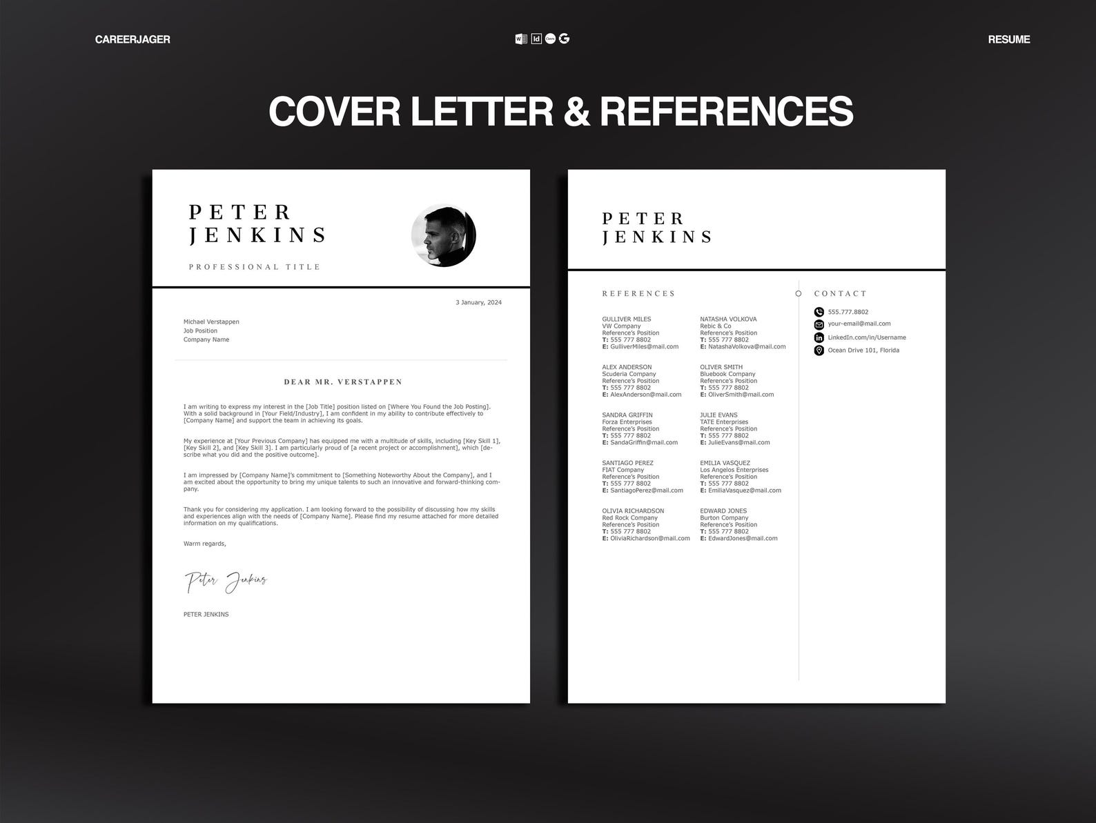 Modern Resume Template With Photo | Professional CV + Cover Letter ...