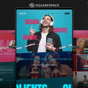 Modern Squarespace Creative Studio Site, Agency Portfolio Squarespace Website for Virtual Assistant, Podcaster Template, Easy to Edit