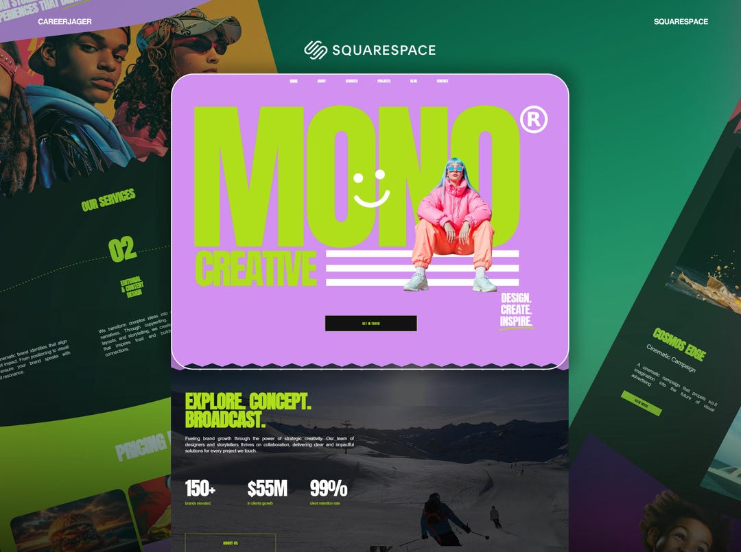 Modern Squarespace Template Creative Agency Branding Portfolio