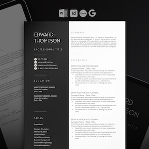 Professional Resume Template 2026 | Editable CV + Cover Letter | Word, Canva, InDesign, Docs