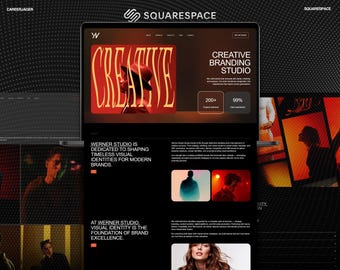 Premium Squarespace Creative Studio Site | Bold Squarespace Artist, Dark Website Agency Portfolio, One Page Website | Podcaster Template