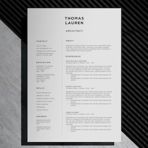 Arkitekt-CV, Rent CV | CV-mall 2026 | Enkel CV-design, VD-CV-mall, Professionellt CV | Word, Canva, InDesign, Docs
