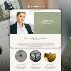 Squarespace Template for Therapists & Coaches | Modern Wellness Website | Mobile Friendly, Customizable | No Coding Needed