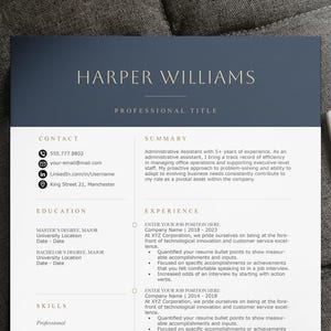 Plantilla de currículum ejecutivo profesional (Word, Google Docs, Canva, InDesign) personalizable con carta de presentación.