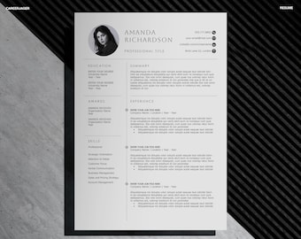 Secretary Resume, CV with Photo Template | Canva Resume with Photo | Business Resume, Functional Resume | Modern CV | Word, InDesign, Docs