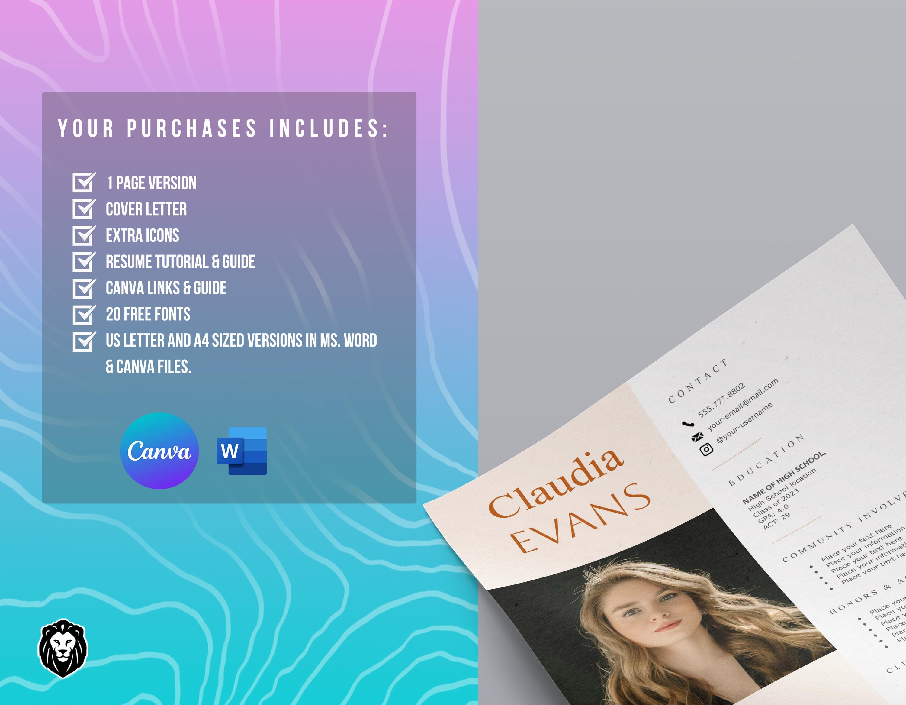 Sorority Resume Template for Word - Il Fullxfull.6321477073 P76l 