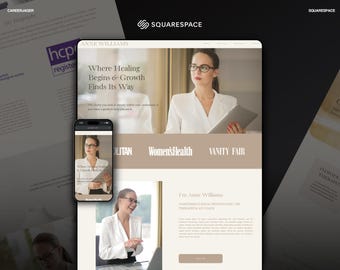 Squarespace Therapist Website Template | Wellness Coach Design | Mobile Friendly