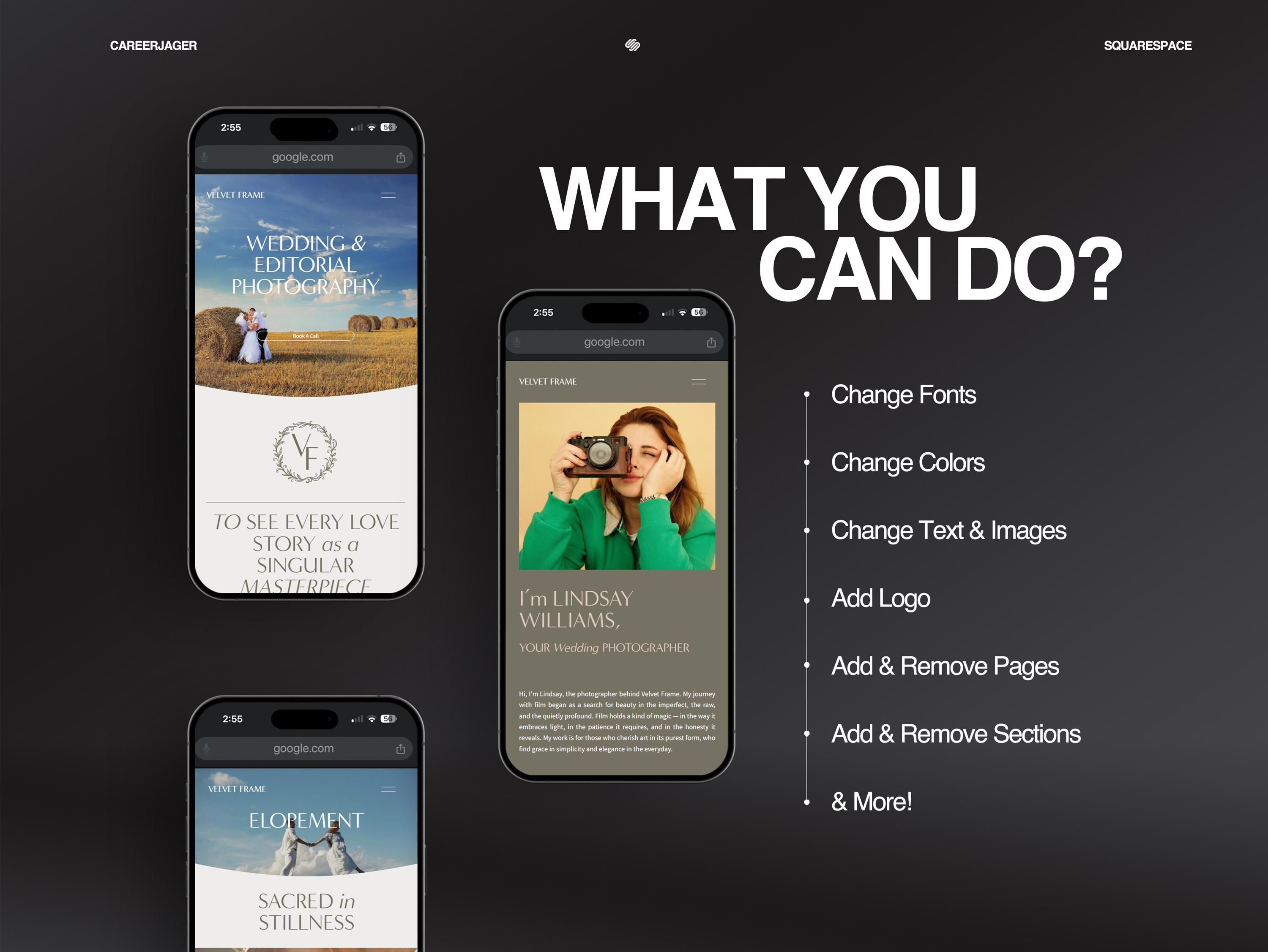 Squarespace Wedding Photographers Website Template Elegant & Minimal