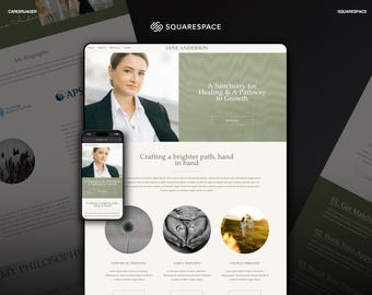 Squarespace Template Coach Therapist | Modern Wellness Website | No Coding Needed