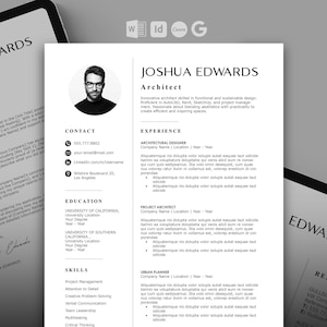 CV-sjabloon architect: modern cv voor Word, InDesign, canva en documenten (digitale download)