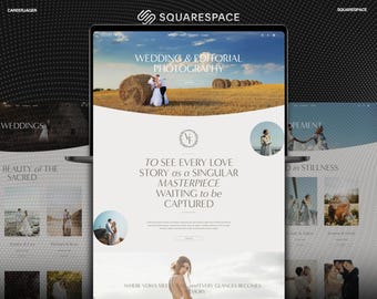 Elegant Squarespace bröllopsfotografwebbplats | Premium Squarespace bokningsfotografwebbplats, portfoliomall DIY-webbtema