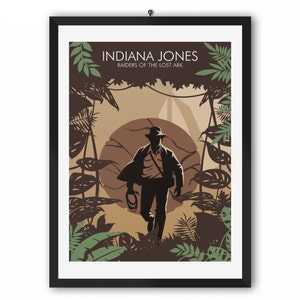 Póster de la película Indiana Jones / Póster de arte minimalista / Decoración geek / Decoración del hogar / Arte de pared / Póster de película / Póster de película minimalista