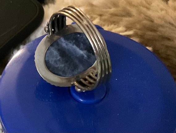 Sterling Silver Blue Sodalite Statement Ring - image 3