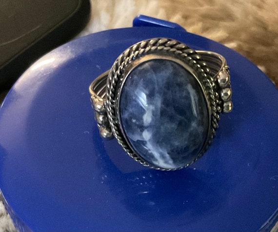 Sterling Silver Blue Sodalite Statement Ring - image 1