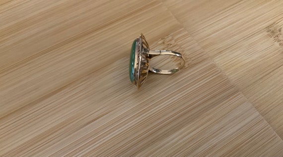Gorgeous Vintage 14k YG Jadeite Statement Ring - image 3