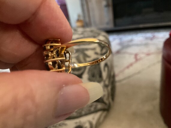 Unique 14k YG Iolite & Diamond Statement Ring - image 8