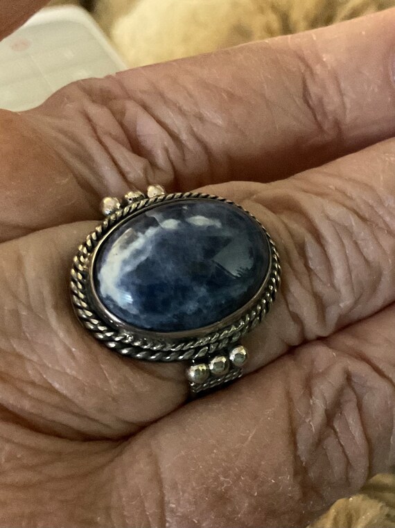 Sterling Silver Blue Sodalite Statement Ring - image 2