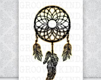 Dream Catcher Design Instant Download for Electronic Cutters Silhouette Cricut vinyl digital decal hippie boho Feathers tshirt heat transfer