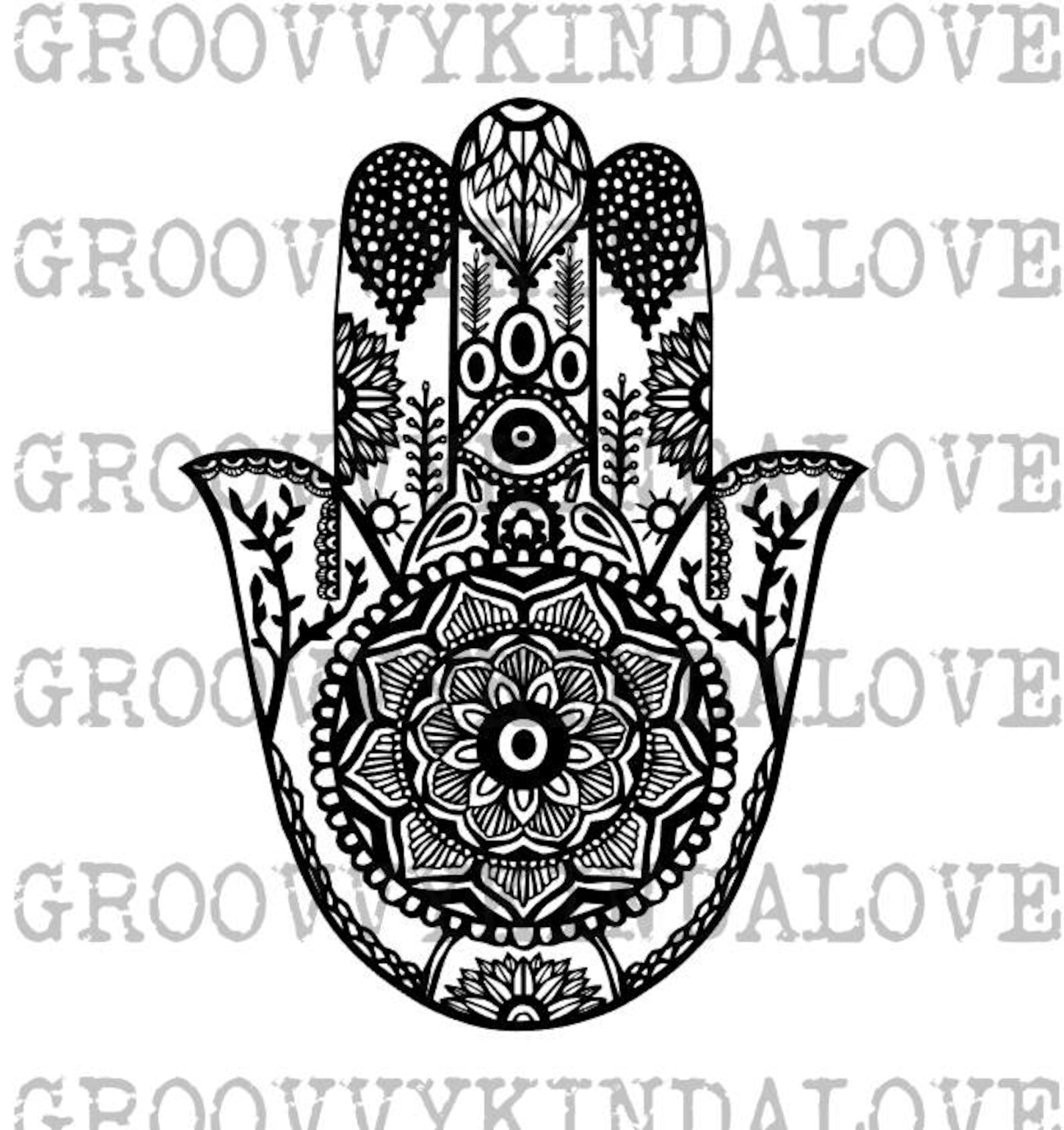 Hamsa Mandala Design Instant Download for Electronic Cutters Silhouette ...