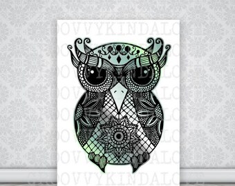 Owl Design Instant Download for Electronic Cutters Silhouette Cricut vinyl digital decal hippie boho Feathers tshirt heat transfer