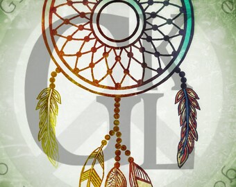 Dream Catcher Design Instant Download for Electronic Cutters Silhouette Cricut vinyl digital decal hippie boho Feathers tshirt heat transfer