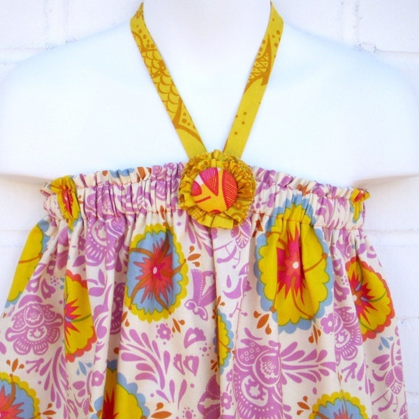 Children Halter Sun Dress or Top with Yoyo Flower- PDF Sewing Tutorial