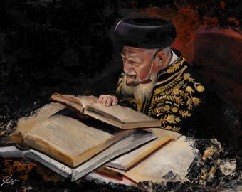 Rabbi Ovadia Yosef Canvas Print, Sephardic Judaica Wall Art, Jewish Torah Scholar Portrait
