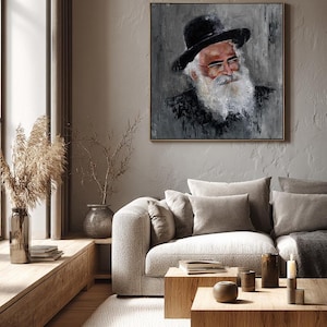 Rabbi Yoram Abergel Canvas Print, Jewish Rabbi Portrait, Judaica Wall Art, Spiritual Jewish Gift image 3