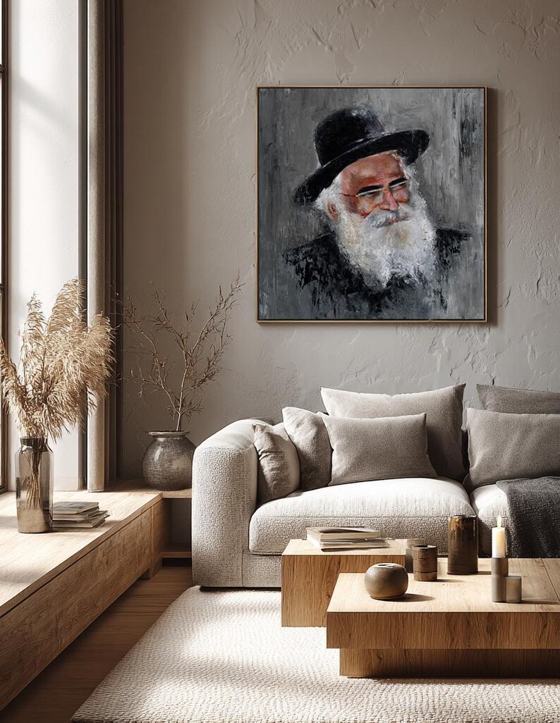 Rabbi Yoram Abergel Canvas Print, Jewish Rabbi Portrait, Judaica Wall Art, Spiritual Jewish Gift image 3