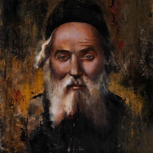 Canvasprint van Chafetz Chaim, portret van een rabbijn als wanddecoratie, Joods Judaica-cadeau, decoratie voor een Thora-geleerde afbeelding 1