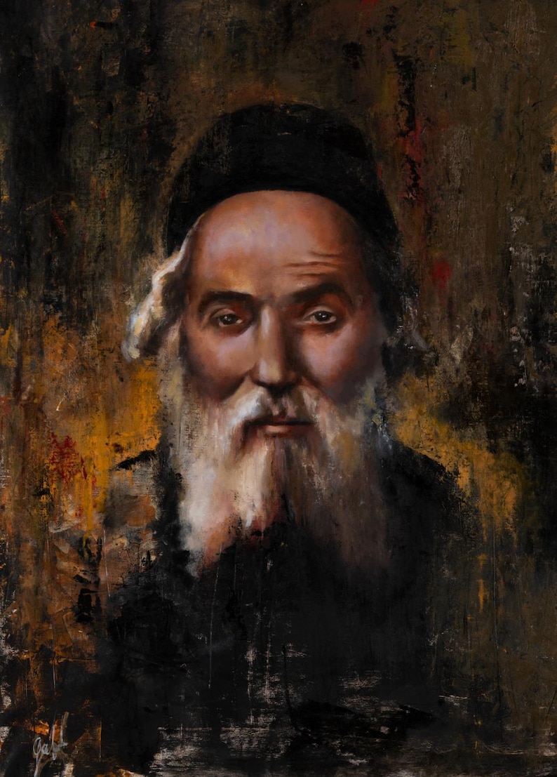 Canvasprint van Chafetz Chaim, portret van een rabbijn als wanddecoratie, Joods Judaica-cadeau, decoratie voor een Thora-geleerde afbeelding 1