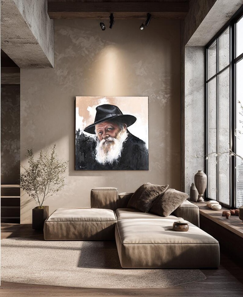 The Lubavitcher Rebbe Canvas Print, Chabad Judaica Wall Art, Jewish Spiritual Home Decor image 4