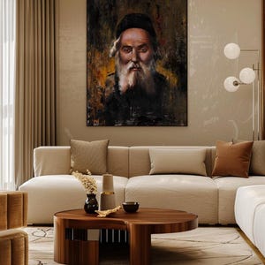 Canvasprint van Chafetz Chaim, portret van een rabbijn als wanddecoratie, Joods Judaica-cadeau, decoratie voor een Thora-geleerde afbeelding 3
