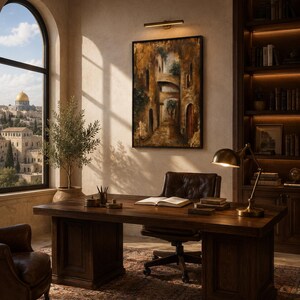 Zwischen Licht und Stein – Originalgemälde, Jerusalemer Gassen-Texturkunst, zeitgenössische israelische Wandkunst Bild 5