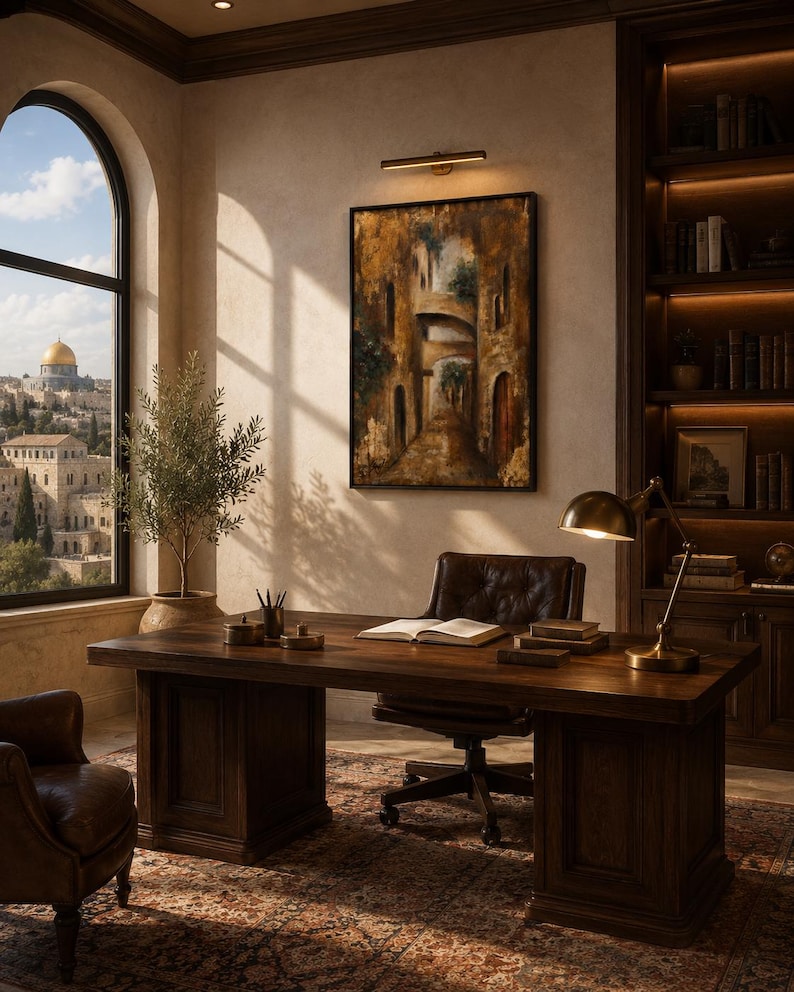 Zwischen Licht und Stein – Originalgemälde, Jerusalemer Gassen-Texturkunst, zeitgenössische israelische Wandkunst Bild 5
