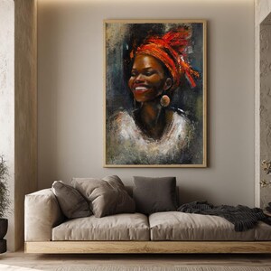 Canvasprint van een Nubische prinses, portret van een Afrikaanse vrouw, vorstelijke culturele wanddecoratie, blikvanger. afbeelding 4