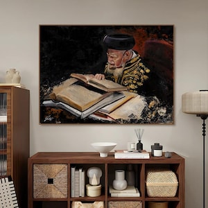 Rabbi Ovadia Yosef Canvas Print Inspirational Jewish Art, Sephardic Heritage, Oil Painting Reproduction by Galit Cohen