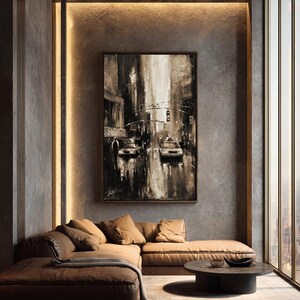 New York Canvas Print, Moody NYC Cityscape, Black and White Urban Wall Art, Modern City Decor image 5
