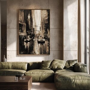 New York Canvas Print, Moody NYC Cityscape, Black and White Urban Wall Art, Modern City Decor image 2