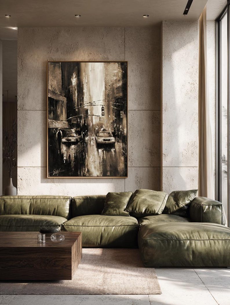 New York Canvas Print, Moody NYC Cityscape, Black and White Urban Wall Art, Modern City Decor image 2