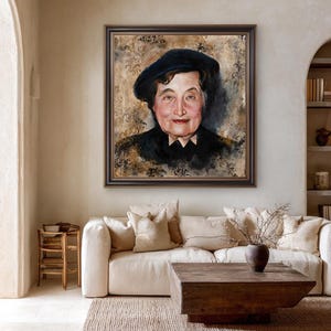 Rebbetzin Chana Original Oil Painting, Chabad Judaica Portrait, Jewish Woman Wall Decor image 3
