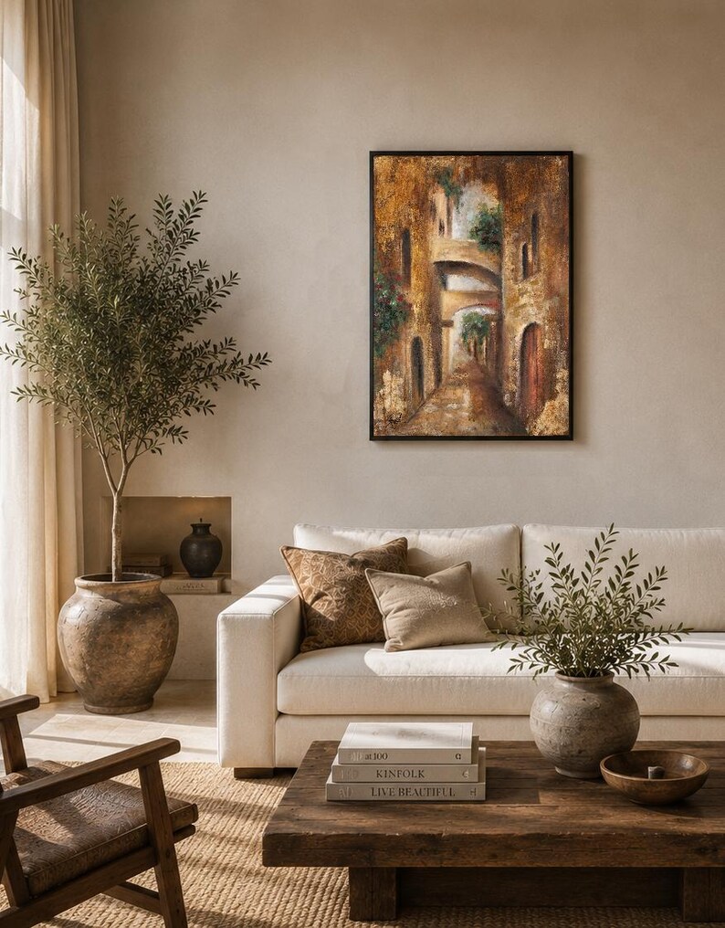 Zwischen Licht und Stein – Originalgemälde, Jerusalemer Gassen-Texturkunst, zeitgenössische israelische Wandkunst Bild 6