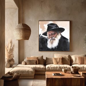 The Lubavitcher Rebbe Canvas Print, Chabad Judaica Wall Art, Jewish Spiritual Home Decor image 2