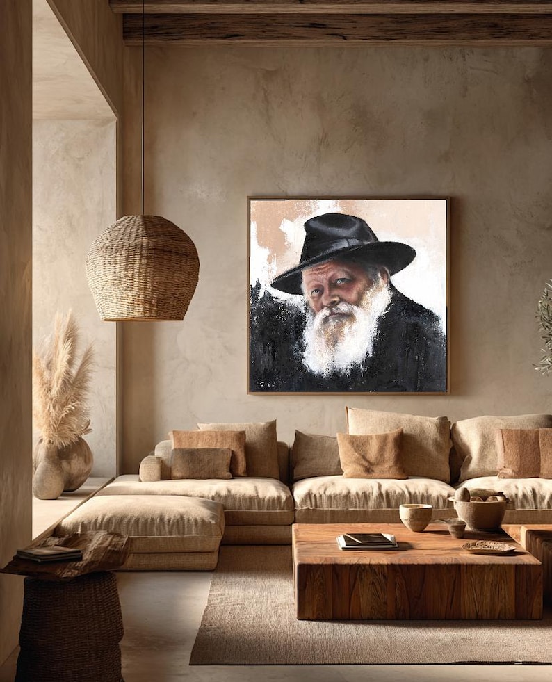 The Lubavitcher Rebbe Canvas Print, Chabad Judaica Wall Art, Jewish Spiritual Home Decor image 2