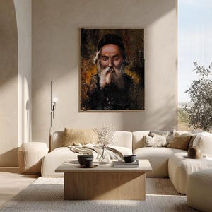 Original-Ölgemälde von Chafetz Chaim, Porträt eines jüdischen Rabbiners, Judaica-Wandkunst Bild 4