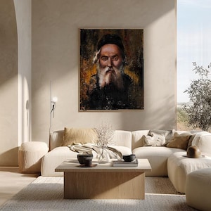 Canvasprint van Chafetz Chaim, portret van een rabbijn als wanddecoratie, Joods Judaica-cadeau, decoratie voor een Thora-geleerde afbeelding 2