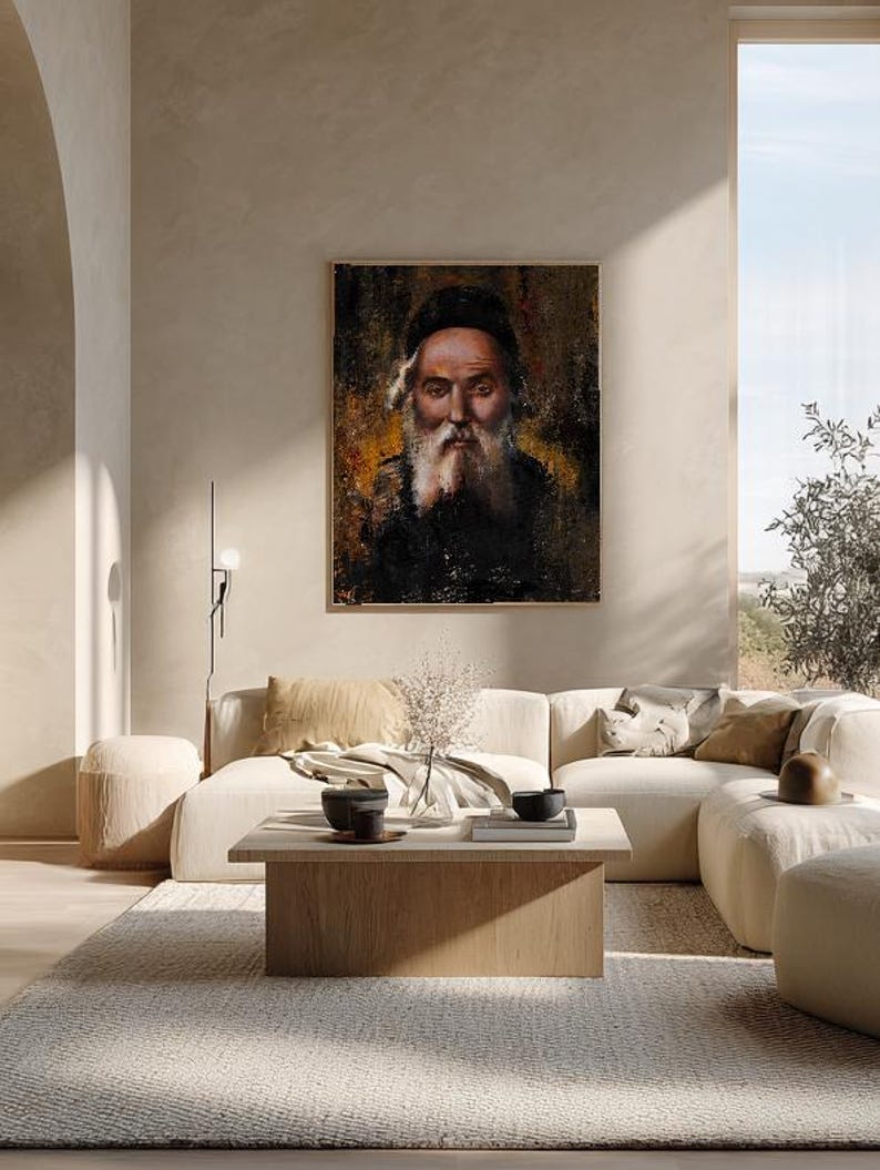 Canvasprint van Chafetz Chaim, portret van een rabbijn als wanddecoratie, Joods Judaica-cadeau, decoratie voor een Thora-geleerde afbeelding 2